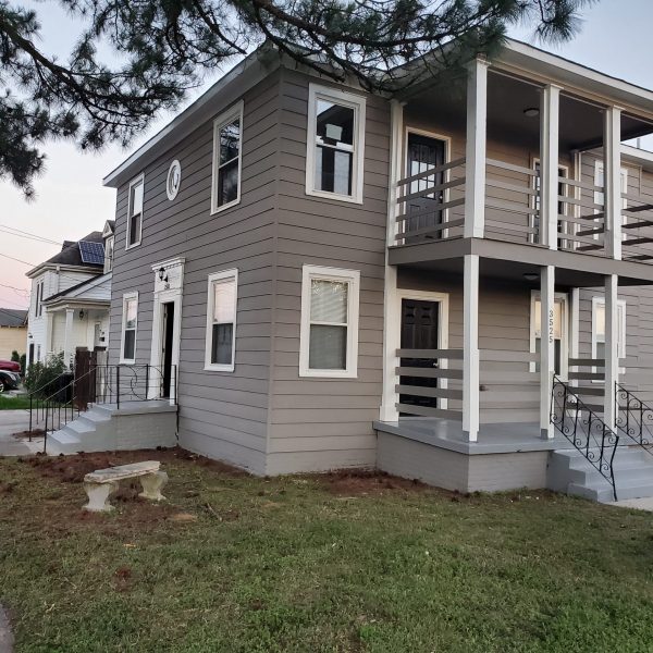 Gray two-story home